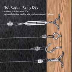 String Lights Hanging Kit - 300Ft Stainless Steel Cable with Accessories