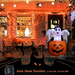 2Pack 17.8Ft 50 LED Battery Operated Mini Bulbs String Light for Halloween Haunted House Party, Orange