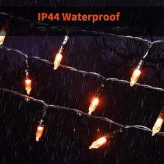 39FT Plug in 100 LED Mini Orange Lights for Halloween Party Haunted House, 8 Modes