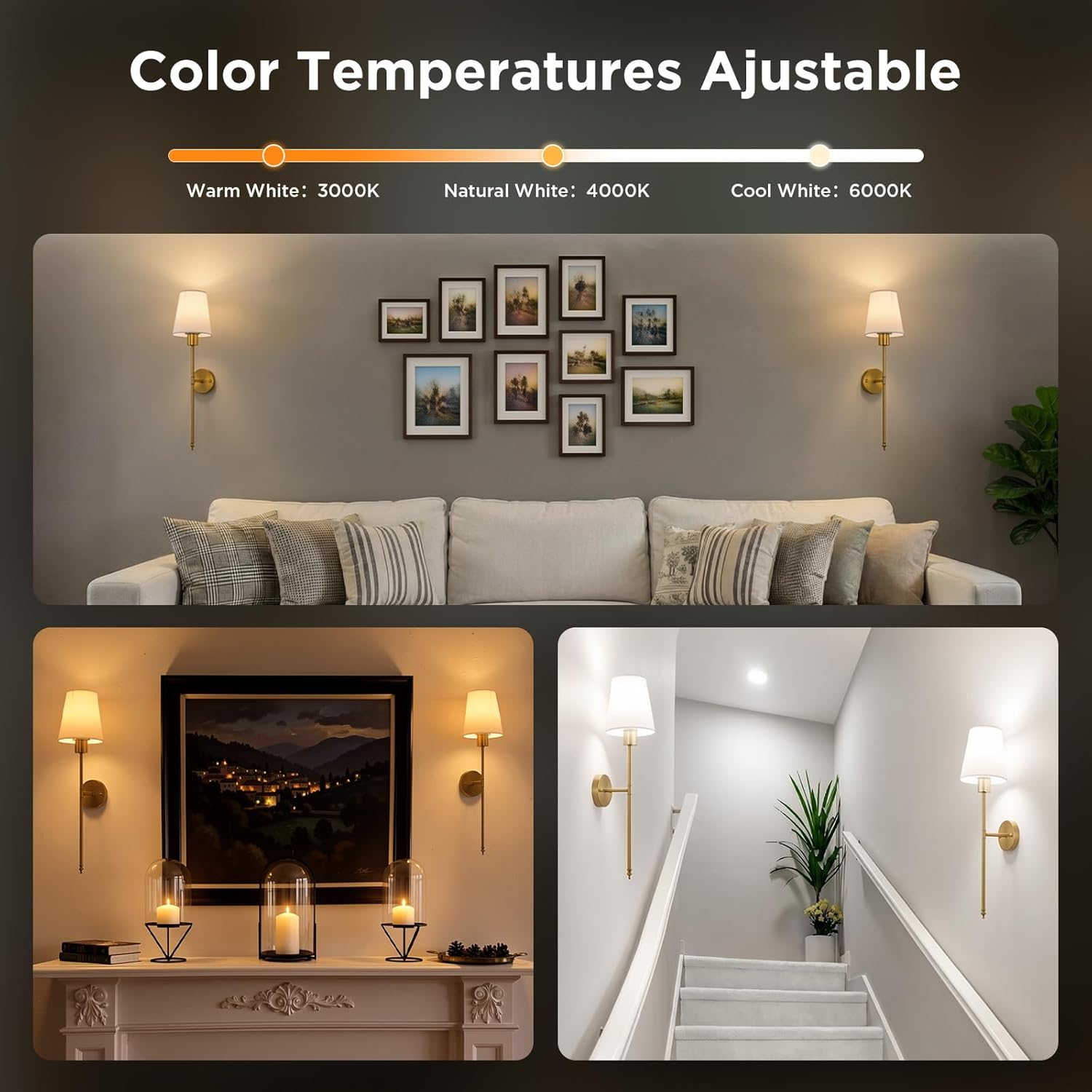2 Pack Battery Operated Wireless Rechargeable Wall Sconce Lamp Lights for Bedroom, 12 Colors