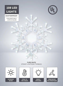 Christmas Snowflake Lights Outdoor Indoor, Multi-Size (20"/36") Multi-Color Folding LED Hanging Lights