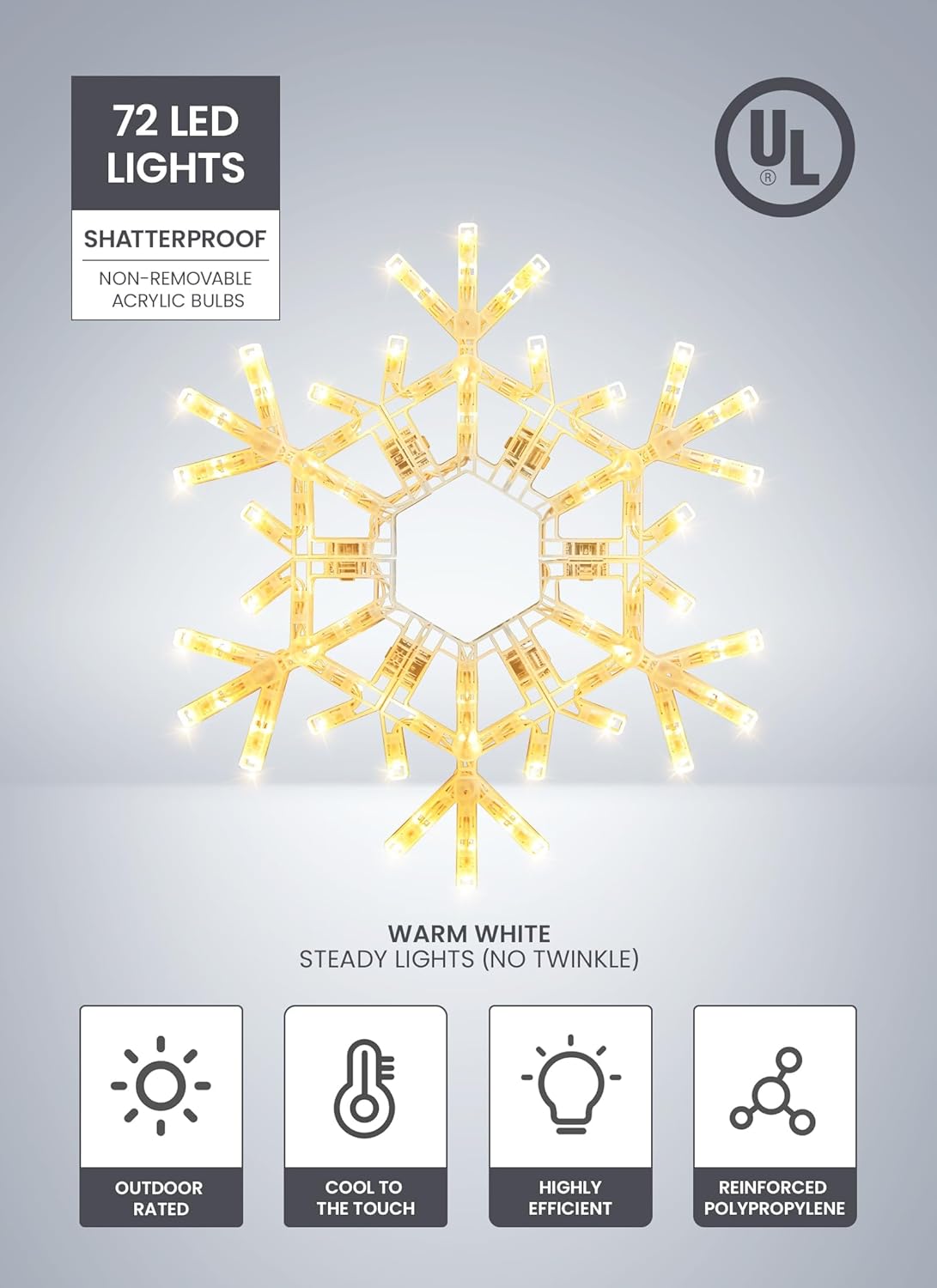 Christmas Snowflake Lights Outdoor Indoor, Multi-Size (20"/36") Multi-Color Folding LED Hanging Lights