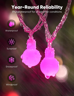 33ft 100 LED Plug In Mini Globe Fairy String Lights for Valentine Decor, 8 Modes, Pink