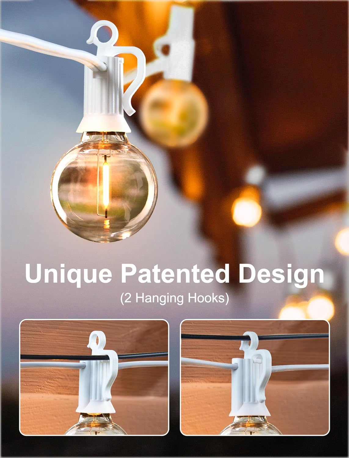 29FT Plug In G40 12 LED Bulbs String Lights for Patio Garden Cafe Wedding Deck, White Wire