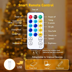 USB Fairy String Lights with Remote - 66 Feet 200 LED Warm White Lights