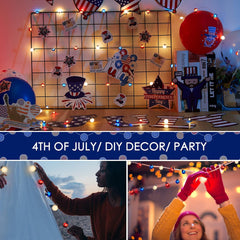 4th of July Decoration Lights - 10.8FT 30 LED Red White Blue