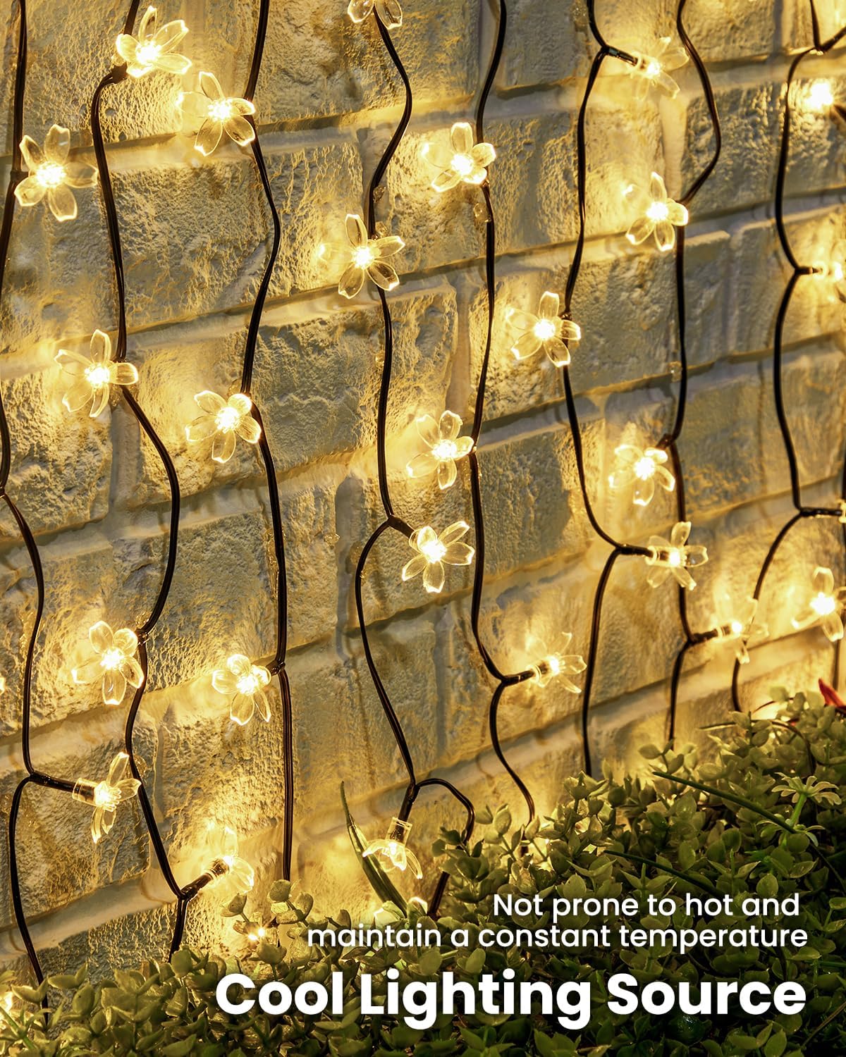 Solar Flower Lights - 60 LED, Waterproof, Christmas