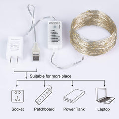 USB Fairy String Lights - 40FT 120LED, 8 Lighting Modes, Pure White