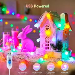 Pastel Globe String Lights with Remote - 46ft Waterproof