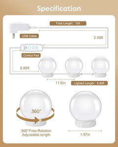 Hollywood Style LED Vanity Mirror Lights Kit with 10 Dimmable Bulbs