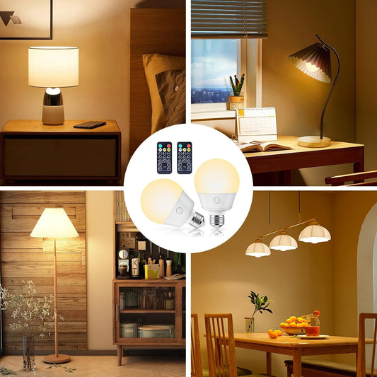 E26 Rechargeable Light Bulb with Remote, Timer & 3 Color Temperatures