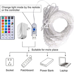 16 Colors Changing Curtain Lights - 250 LED Fairy String Lights with Remote