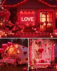 39ft Red Solar String Lights - 100 LED, Waterproof with 8 Modes