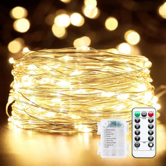 33ft Battery Operated Fairy Lights with Remote, Waterproof & Dimmable