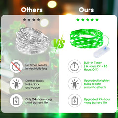 6 Pack Battery Operated Fairy Lights with Timer - 7ft 20 LED Green String Lights