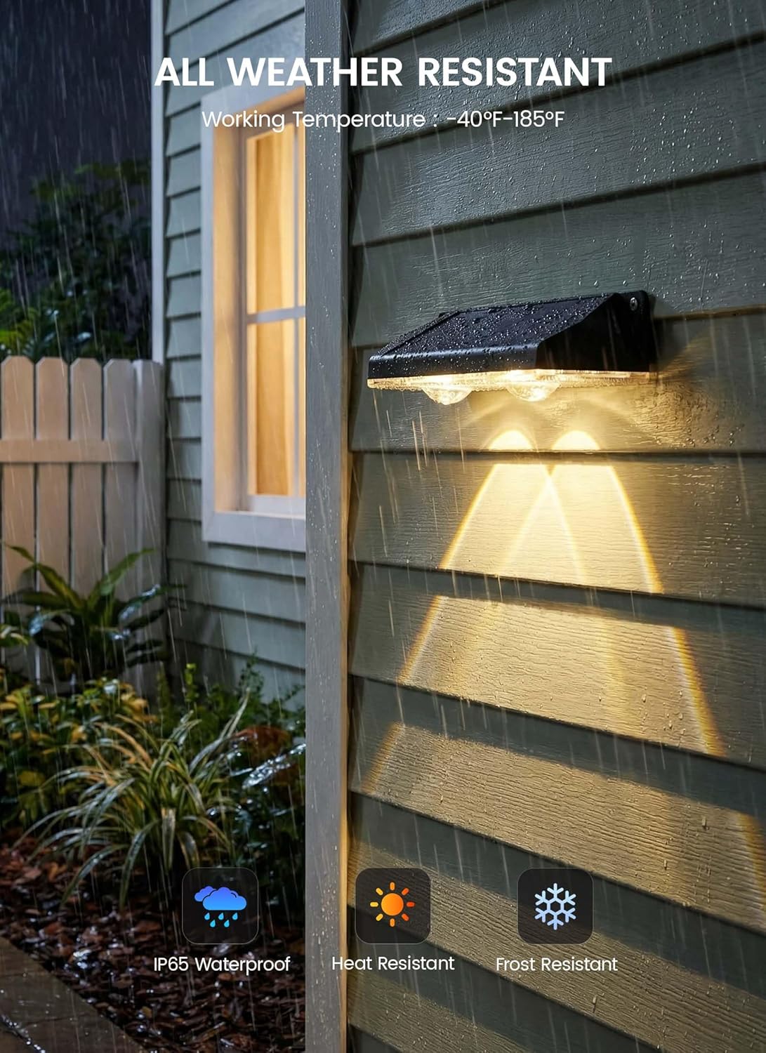 4 Pack Solar Powered Warm White & RGB 11 Colors Fence Deck Step Flood Lights for Patio Porch Garden