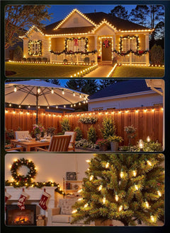 50FT Plug in 50 C9 Clear Bulbs Bright & Warm Christmas String Lights for Home Decor, Green Wire