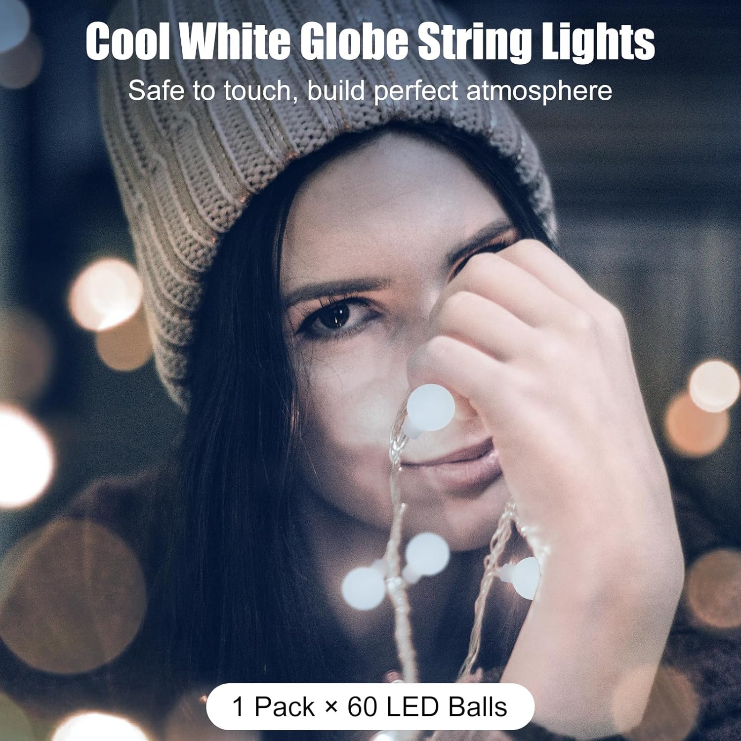 21FT 60 LED Battery Operated Globe Fairy Lights with Remote, 8 Modes, Cool White