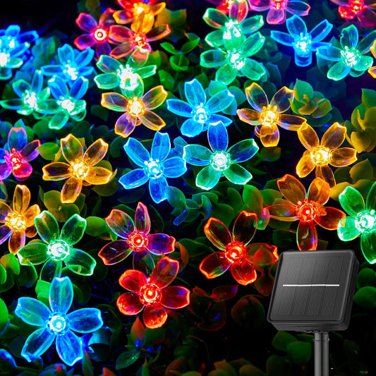 1 Pack 60 LED Flowers Solar String Lights for Garden Yard Fence Patio, Multicolor