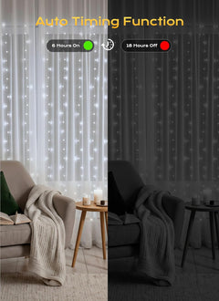 300 LED 9.8 FT USB Plug in Curtain Fairy Lights with Remote & USB Adapter, 8 Modes, White