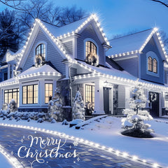 68Ft Plug in 100 LED C9 Christmas String Lights with Quick Clips for Roofline Porch Decor, Pure White