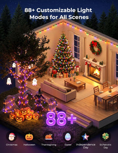 82ft 250LED Smart Color Changing Christmas Halloween Tree Lights, Smart App & Timer