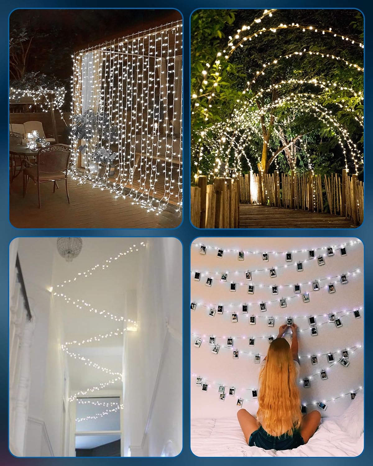 Pure White 5ft 60 LED Battery Operated Silver Wire Firecracker Cluster Lights