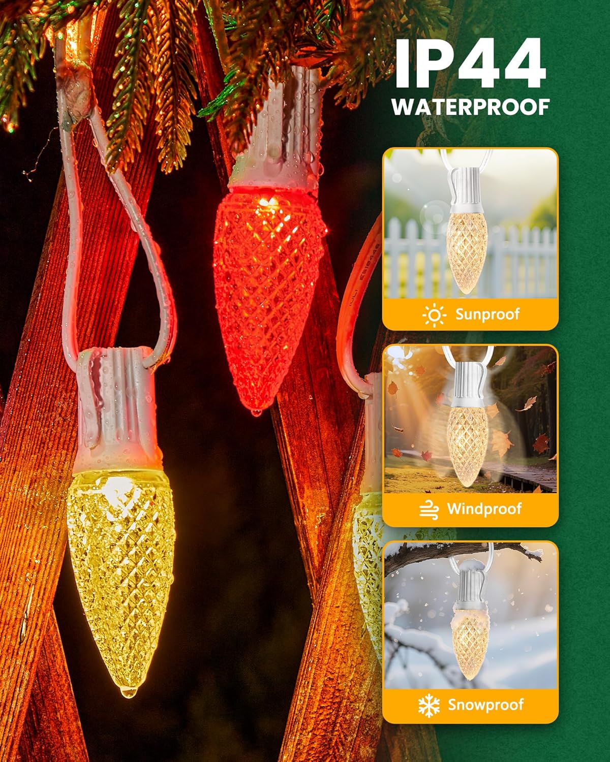 Commercial 250FT/500FT C9/E17 Christmas Light Sockets Set Spool, C9 String Light Stringer 12" Spacing Green Wire