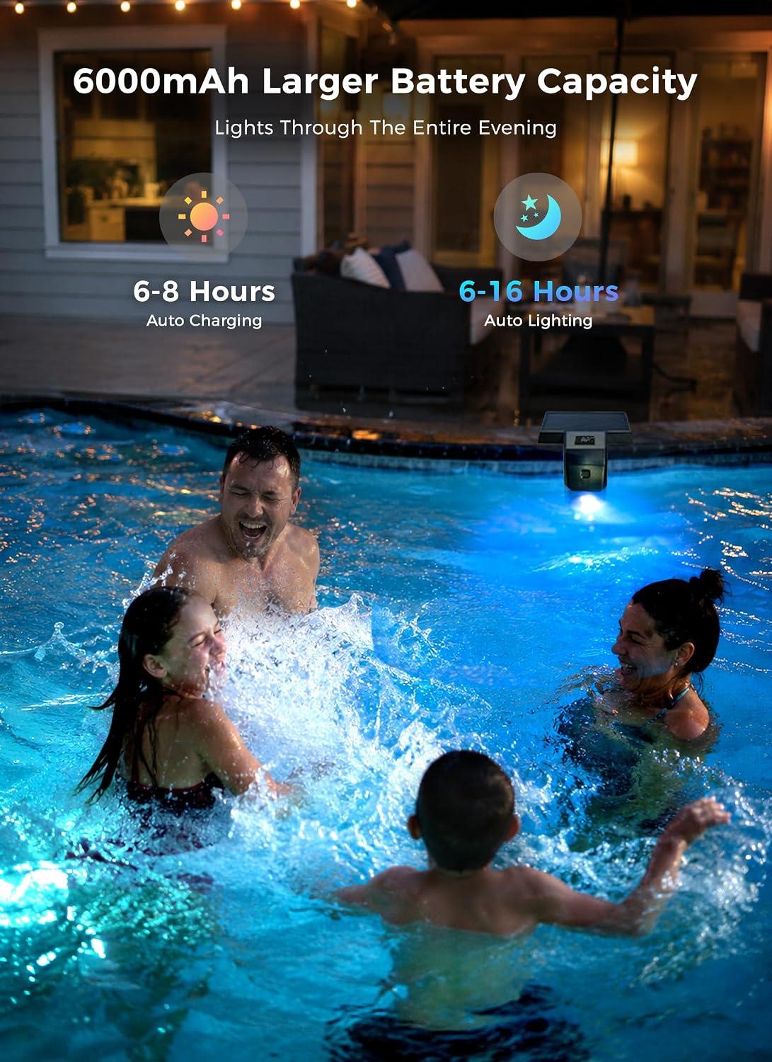 Solar Powered Color Changing LED Pool Lights for Inground & Above Ground Pools, Timer & Remote