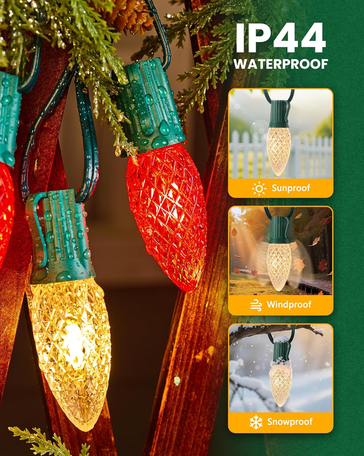 Commercial 250FT/500FT C9/E17 Christmas Light Sockets Set Spool, C9 String Light Stringer 12" Spacing Green Wire