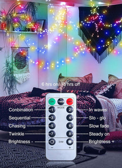 66Ft 200 LED Outdoor String Lights - Battery Operated, Waterproof, Multicolor