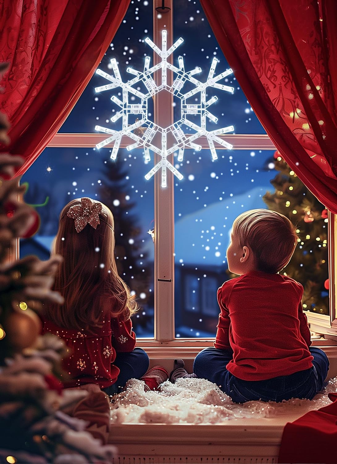 Christmas Snowflake Lights Outdoor Indoor, Multi-Size (20"/36") Multi-Color Folding LED Hanging Lights