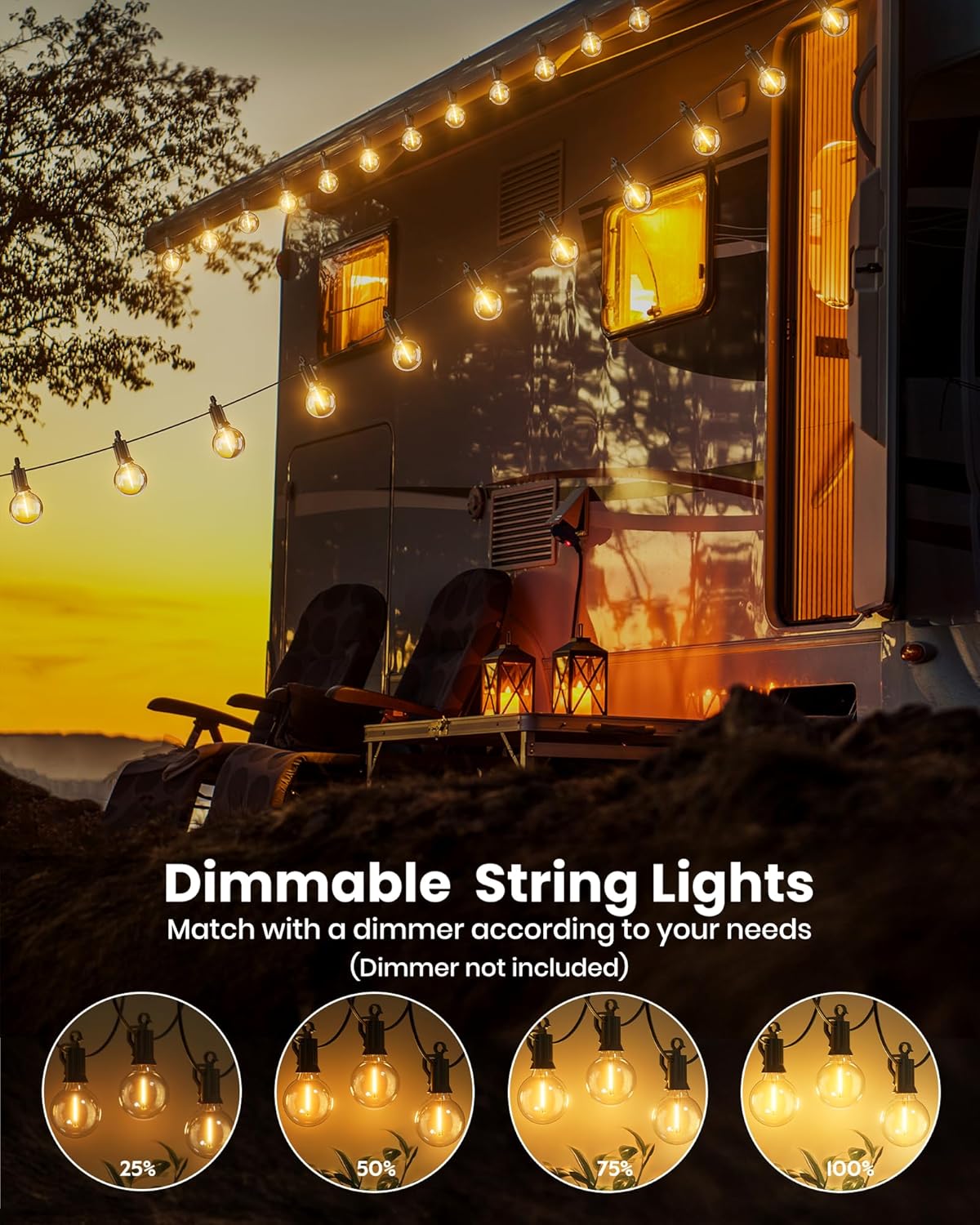 29FT Plug In G40 12 LED Bulbs String Lights for Patio Garden Cafe Wedding Deck