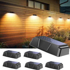 6 Pack Solar Powered Warm White & Cool White & 7 RGB Colors Fence Deck Lights for Patio Porch Garden