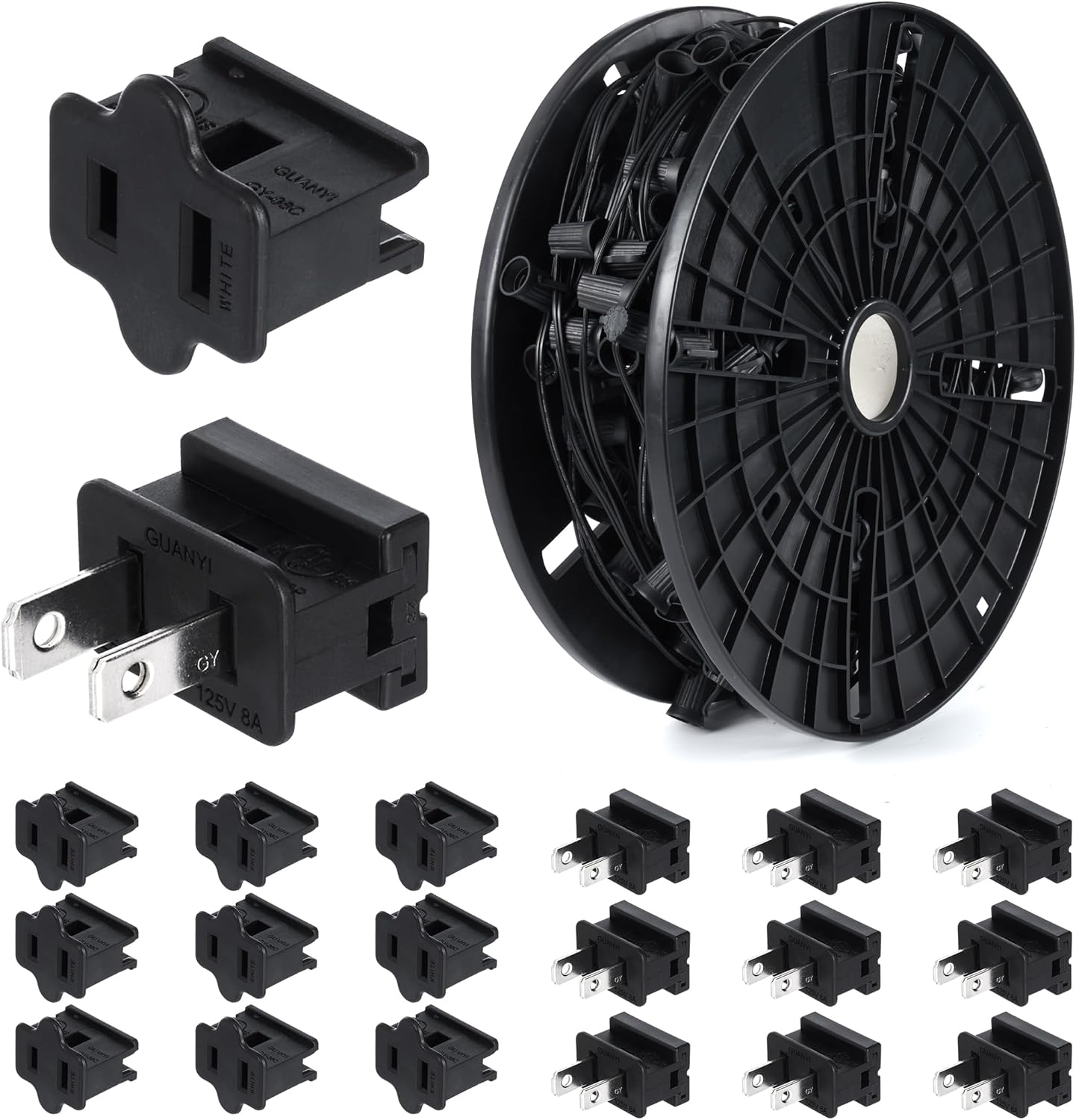 Commercial 250FT/500FT C9/E17 Christmas Light Sockets Set Spool, C9 String Light Stringer 12" Spacing Green Wire