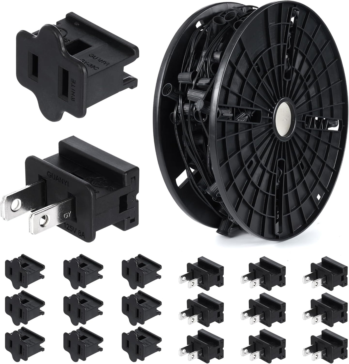 Commercial 250FT/500FT C9/E17 Christmas Light Sockets Set Spool, C9 String Light Stringer 12" Spacing Green Wire