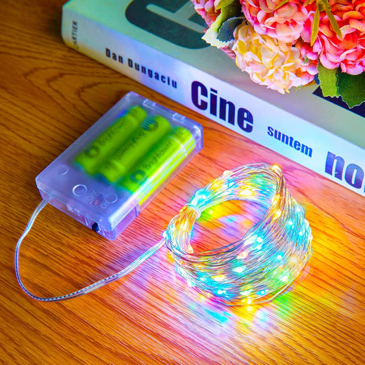 2/ 4 Pack 33 FT 100 LED Battery Operated String Fairy Lights for Indoor Christmas Decor, Multicolor
