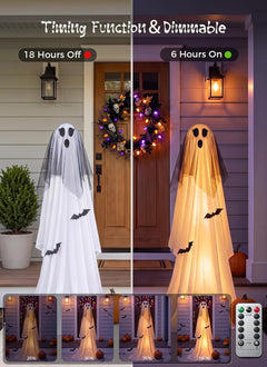 2 Pack Battery Operated Light Up Halloween Veil & Witch Hat Ghosts Decorations Outdoor