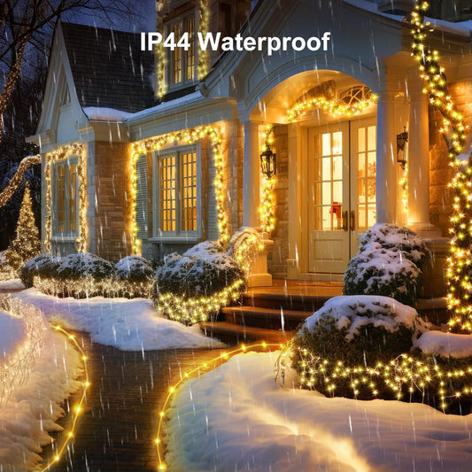 2 Pack Battery Operated Christmas Lights - 66FT 200 LED Rope Lights