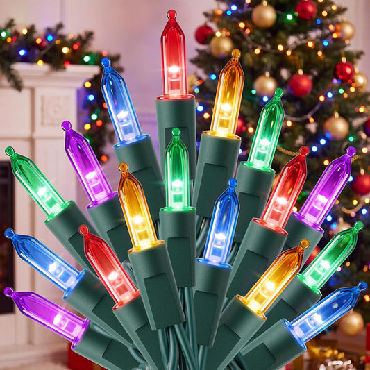 32ft 100 LED Plug in Mini String Lights for Christmas Party Holiday Xmas Decoration, Multicolor