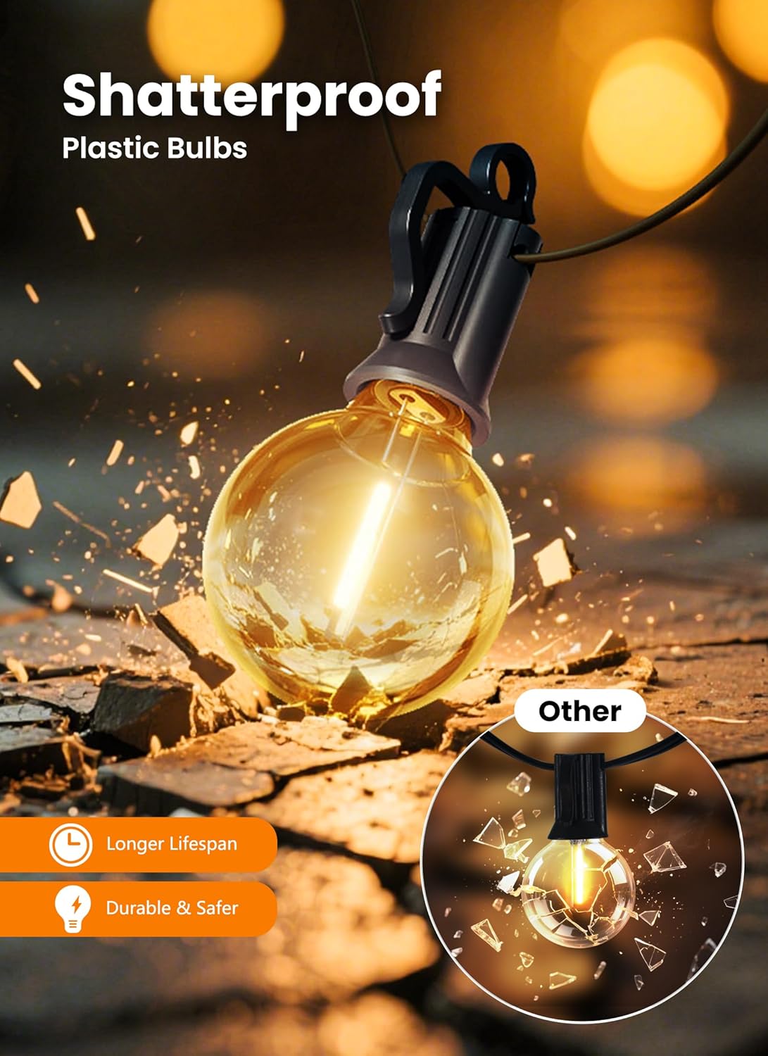 150FT G40 75 LED Bulbs String Lights for Patio Garden Cafe Wedding Deck Decor