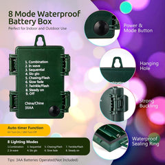 10ft Multicolor Firecracker Fairy Lights - 120 LED, Battery Operated