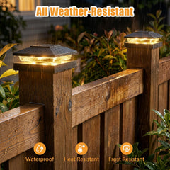 8 Pack Solar Powered Post Fence Cap Lights with 2 Color Modes for Patio Porch Garden, Black