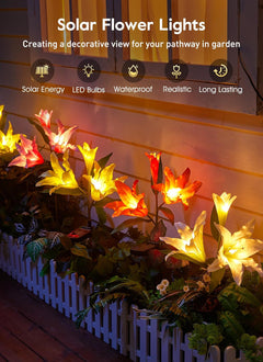 Solar Flower Lights - 4 Pack, LED, Waterproof, Multicolor