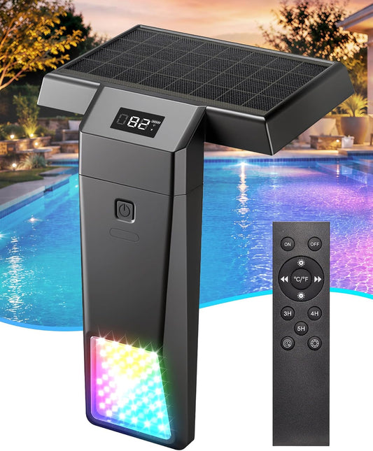 Solar Powered Color Changing LED Pool Lights for Inground & Above Ground Pools, Timer & Remote