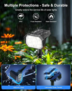 4Pack Solar Powered Spot Pathway Lights Outdoor Waterproof with 3 Light Modes for Backyard Garden (Cool White)