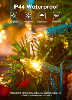 10 Feet 50 LED Plug in Clear Mini Incandescent Bulbs String Light for Christmas Trees, Green Wire