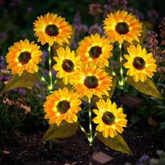 3 Pack (3pcs/pack) Solar Powered Sunflowers Stake Lights for Garden Yard Pathway