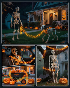Halloween Orange String Lights - 10ft Battery Operated, 8 Modes, Waterproof - Indoor/Outdoor Decor