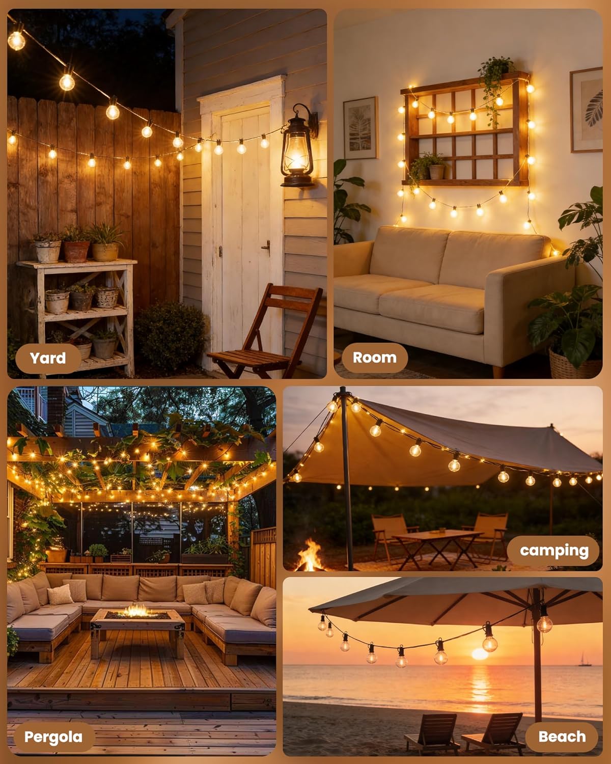 109FT Plug In G40 50 LED Bulbs String Lights for Patio Garden Cafe Wedding Deck